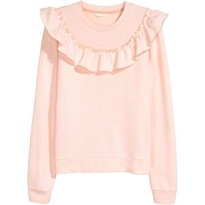 H&M PINK RUFFLE SWEATER